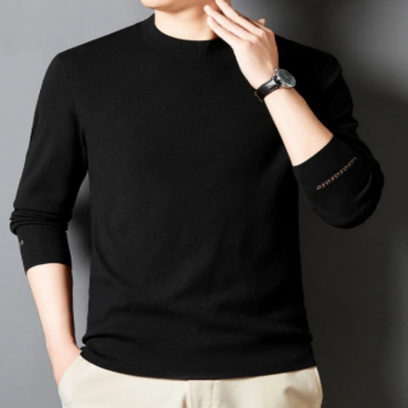 2024 Autumn/Winter New Style Men's Fine Wool Knit Thin Layer Base Layer Pullover Sweater Loose Large Size Youth Top
