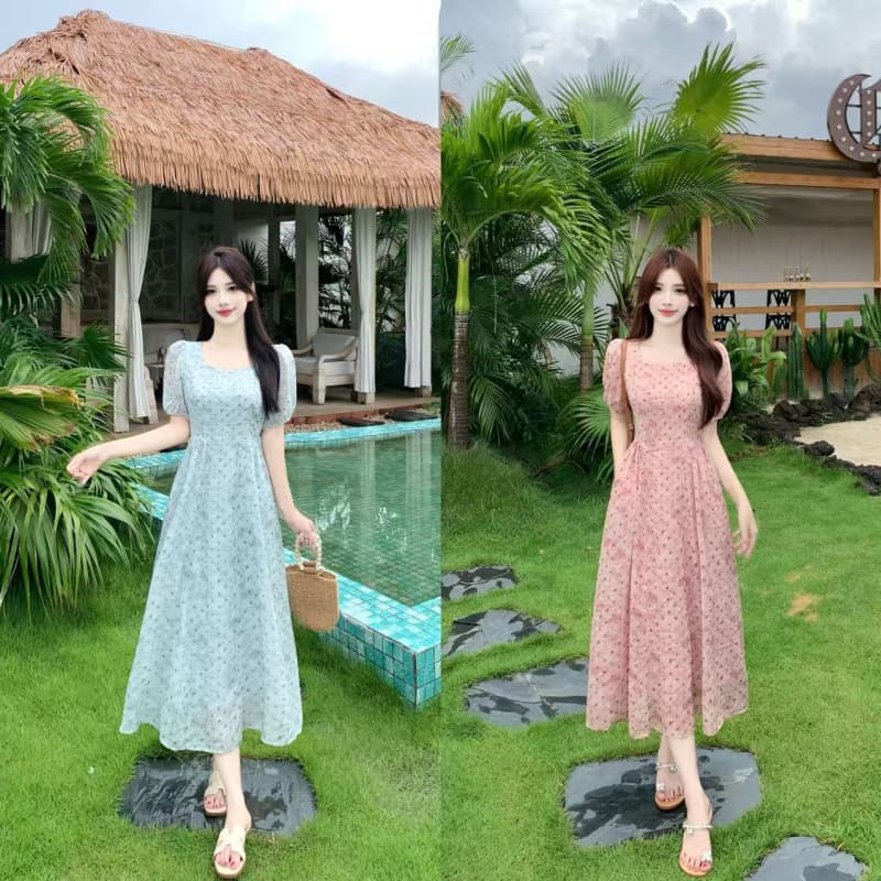 Plus size women's dress slimming and fashionable summer French mid-length waist-cinching A-line polka-dot skirt