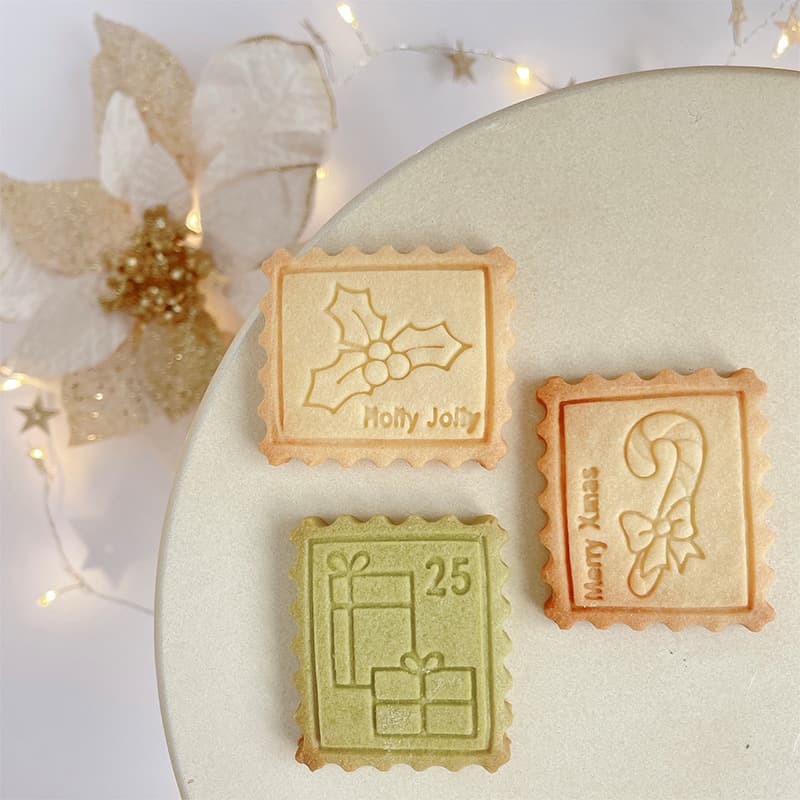 Christmas Vintage Stamp Cutter Mold Gift Holly Candy Cookie Mold Icing Fondant Dessert Table Baking Tool