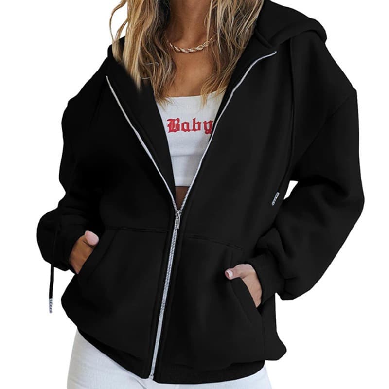 Unisex Cute Hoodie Teen Girls Fall Jacket Oversized Sweatshirt Casual Drawstring Clothes with Zipper