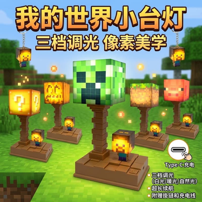 Minecraft Diamond Ore Night Light Color Changing Potion Bottle Torch Model Gift Lamp