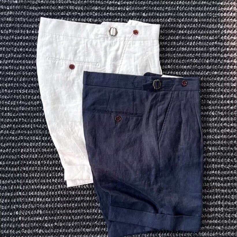 Summer Thin Linen 5-Inch Shorts for Young Men, Casual Breathable Mid-Length Pants, White Dress Shorts