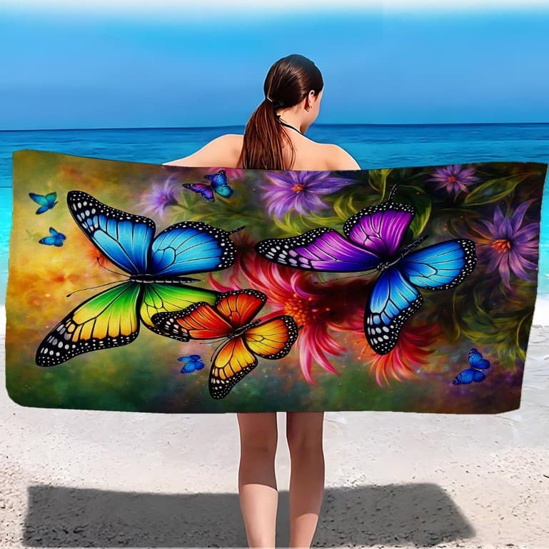 Quick-Dry Beach Towel Fast-Drying Absorbent Printed Microfiber Beach Towel Fashionable Bath Towel for Seaside