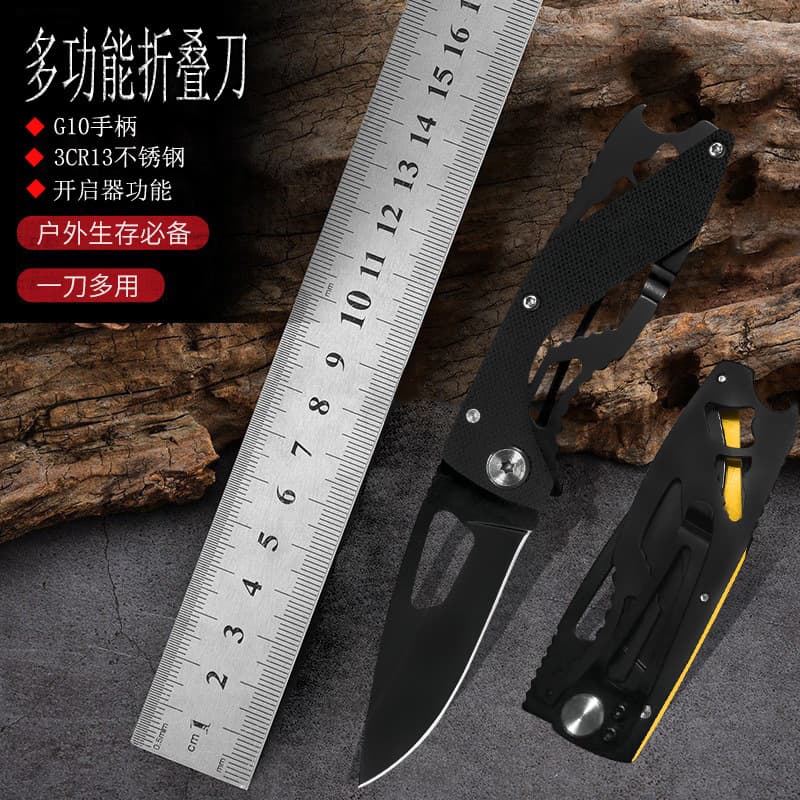 Outdoor camping knife, stainless steel knife, portable knife, survival knife, folding knife, self-defense mini fruit knife