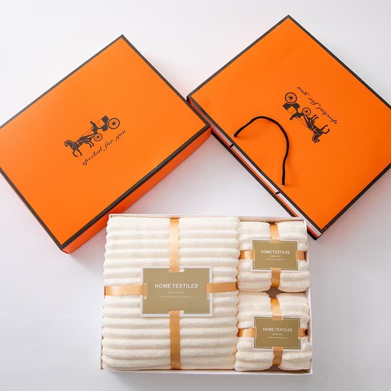 ✅ Coral Fleece Bath Towel 3-Piece Gift Box Set for Weddings, Corporate Gifts, Business Returns, Souvenir Towel Set