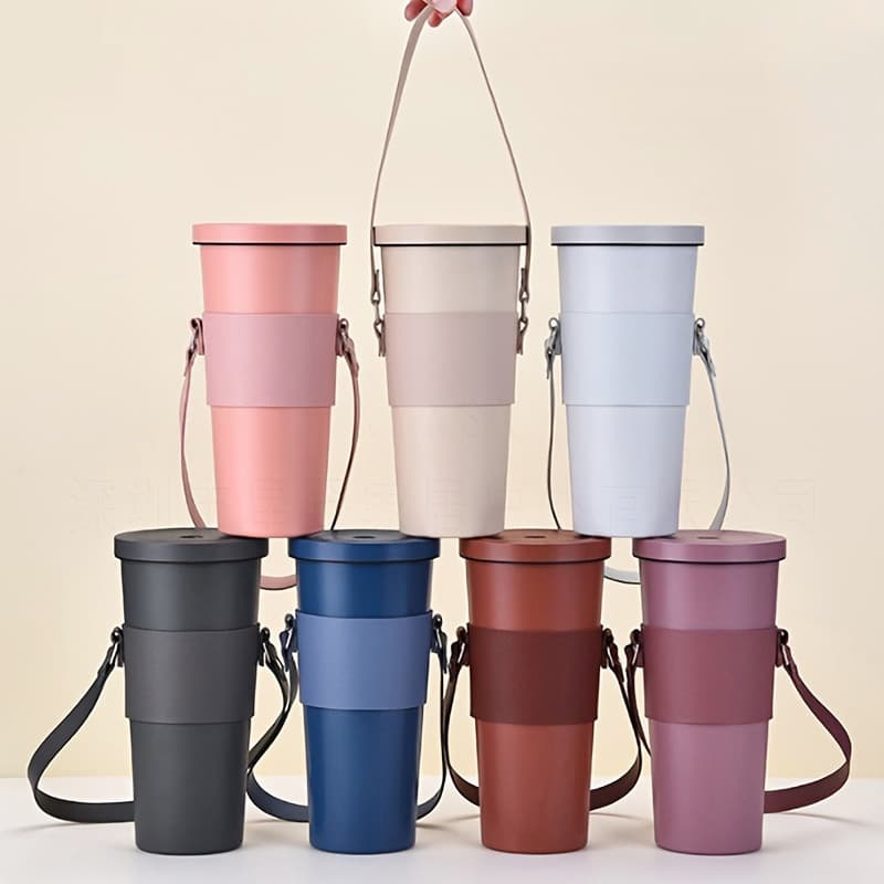 Taiwan Best-Selling Leather Milk Tea Cup Sleeve Outdoor Coffee Milk Tea Drink Cup Protective Leather Cover Eco-Friendly Handheld Water Cup Sleeve