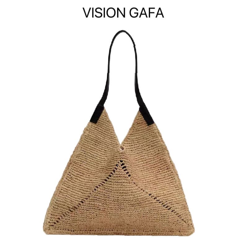 Internet celebrity stitching folding woven bag shoulder handbag woven bag seaside vacation women's bag trendy