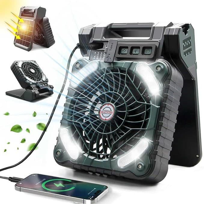 Solar Fan Outdoor Camping Portable Charging Fan Amazon Hot Selling Outdoor Camping Lighting Fan Lamp