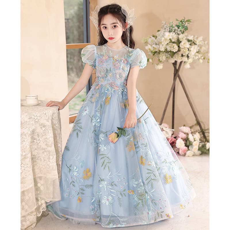 Super fairy child dress skirt flower fairy baby child model catwalk birthday party princess dress host speech dress