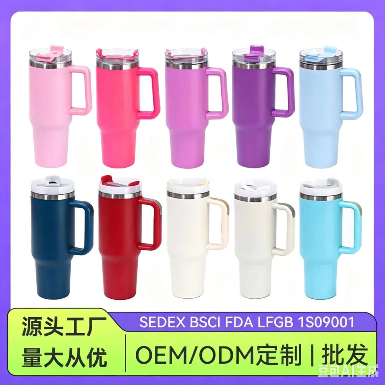 Cross-border 40oz second-generation large-capacity Big Mac 304 stainless steel thermos cup portable handle Icemaster straw water cup