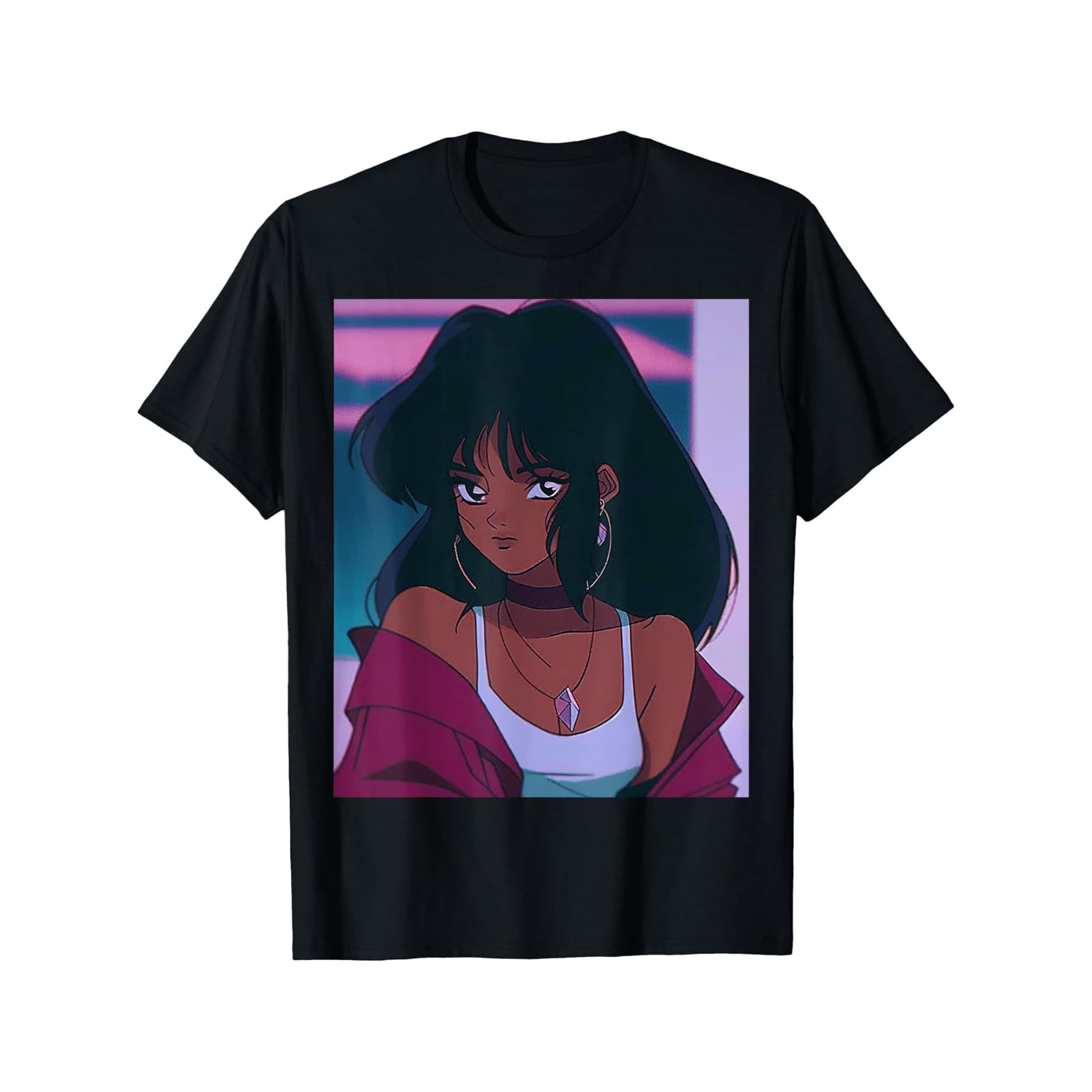 【European Size Cotton T】Black Girl Afro Anime Aesthetics Retro 80s T-Shirt