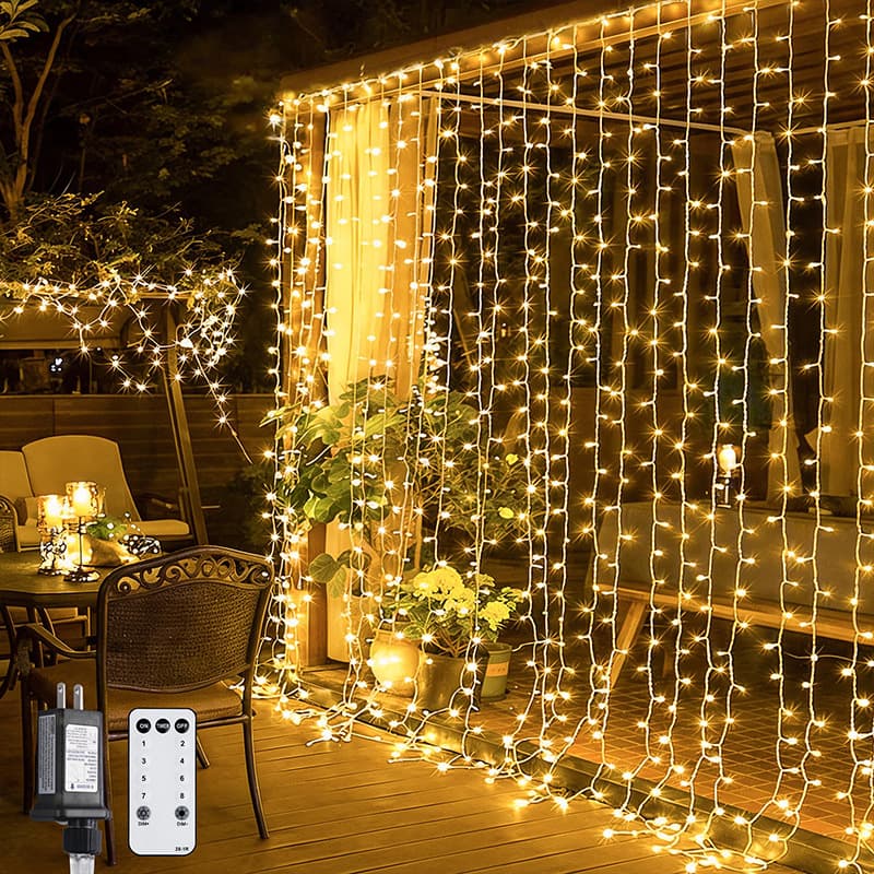 Cross-border ice crystal curtain string lights, Christmas holiday solar-powered remote control bedroom ambiance decorative starry sky string lights