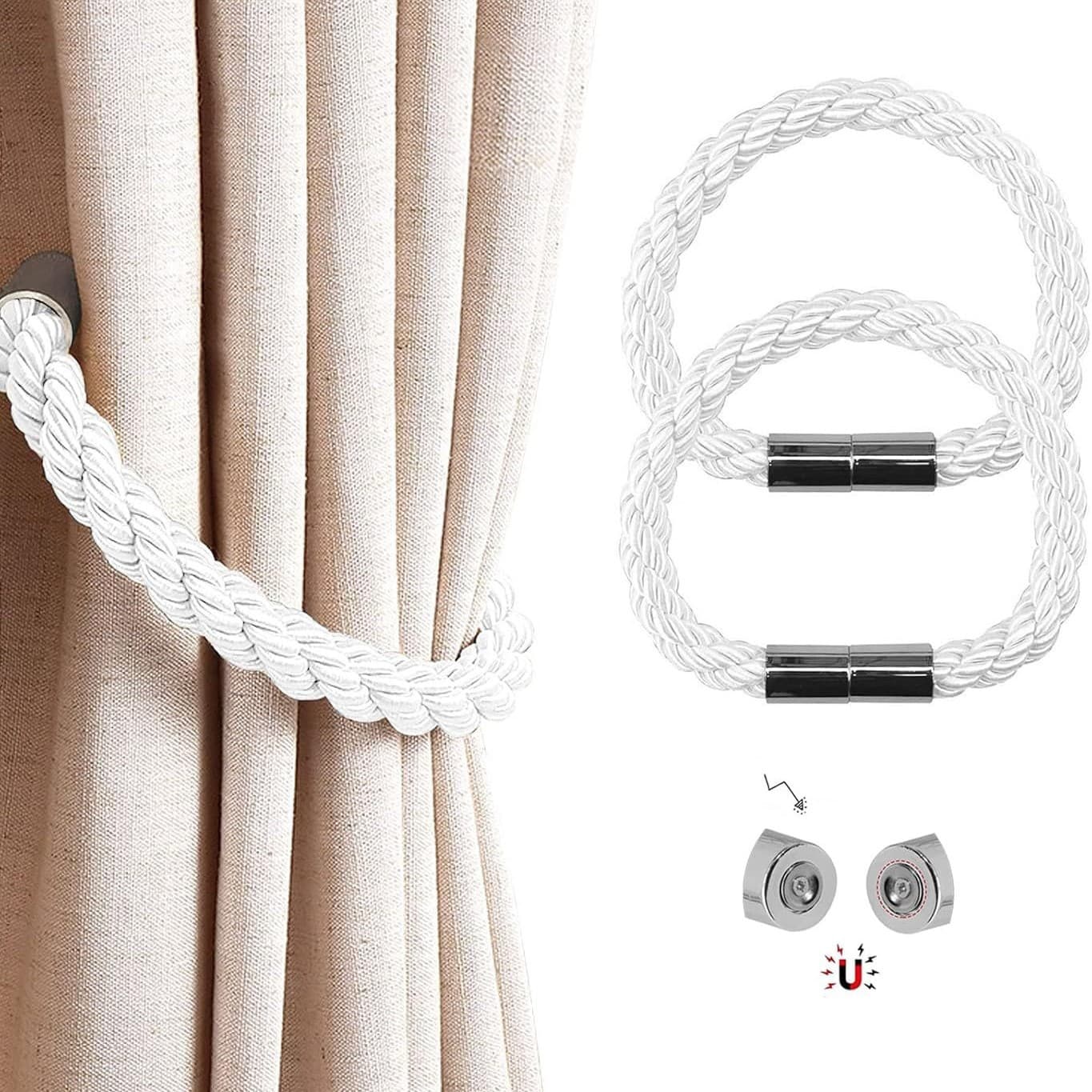 Modern Simple Curtain Tie Back Rope Twist Curtain Belt No Drilling Installation Cross-Border Magnetic Buckle