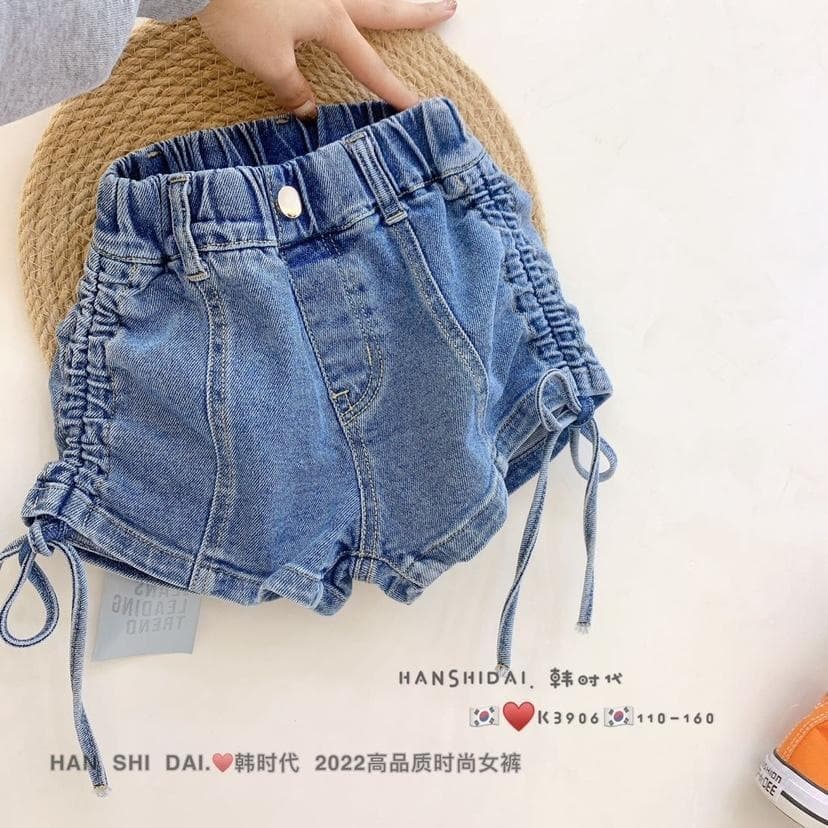 Black Toddler Girls Shorts Summer Drawstring Denim Shorts White Jeans for Little Princess Kids New Style