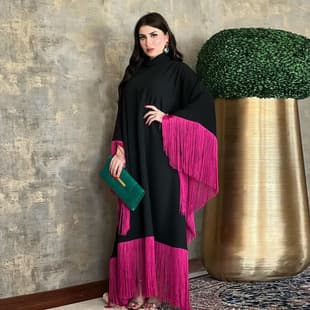 MQ119 2026 Summer Modest Long Dress for Women Batwing Sleeve Fringe Kaftan High Fashion Dress