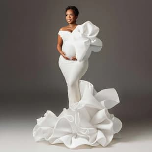 Maternity Photo Shoot Dress New Studio High-End Simple Spandex White Gown Pregnancy Photography Dress