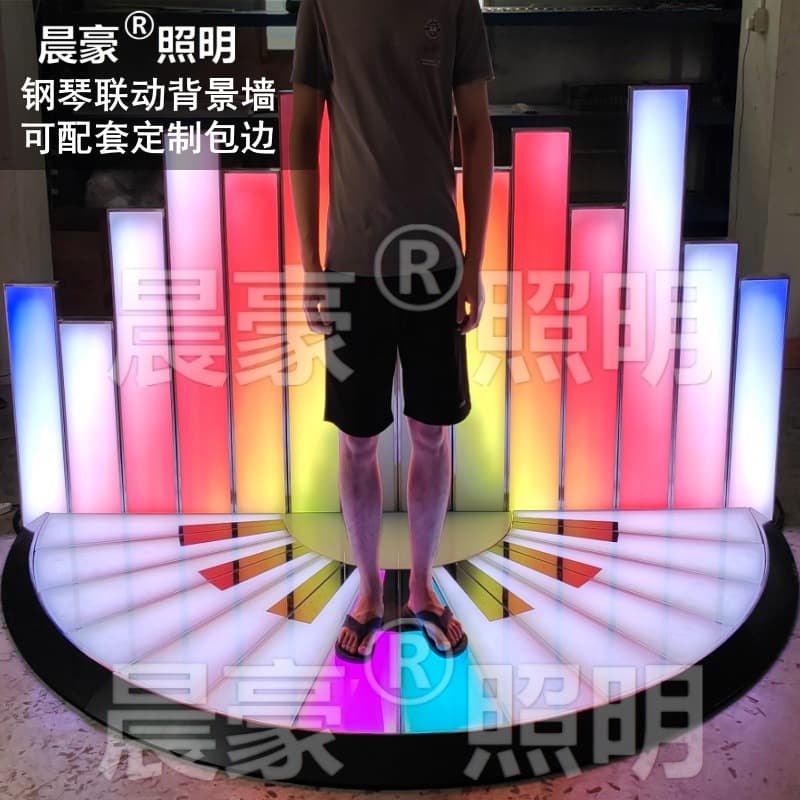 Piano Induction Floor Tile Light Interactive Background Wall Park Harp Light Column Outdoor Ground Floor Step Piano Keys