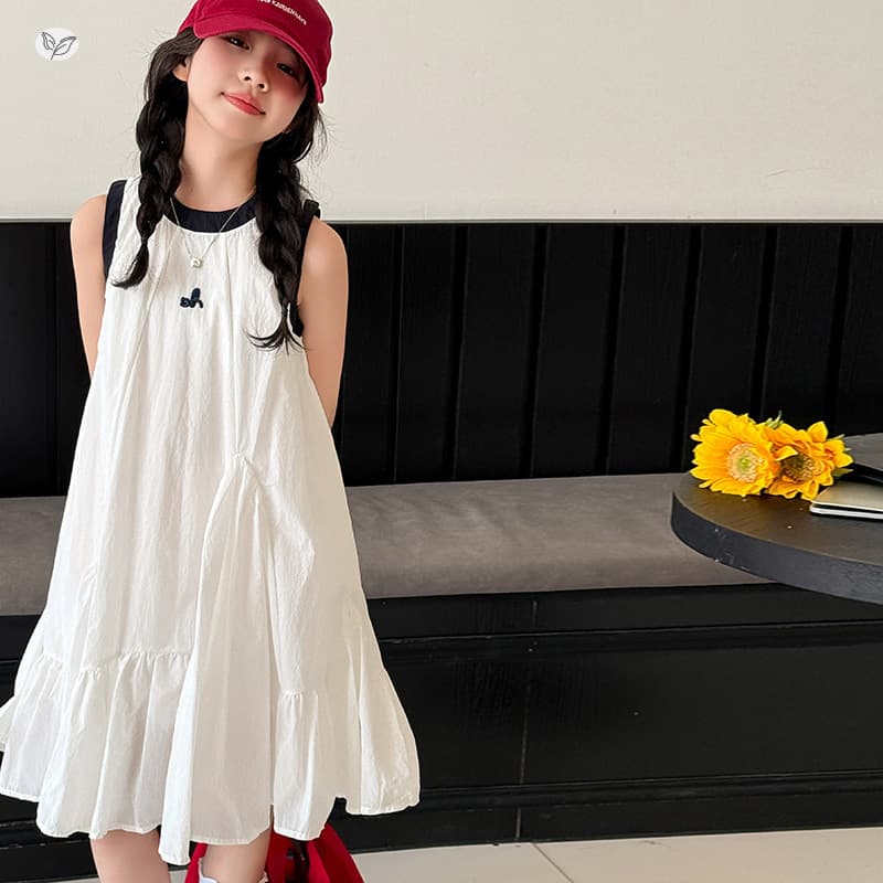 Girls' 2026 Summer New Sweet Ruffled A-Line Tank Dress for Older Children, Sleeveless Long Princess Dress