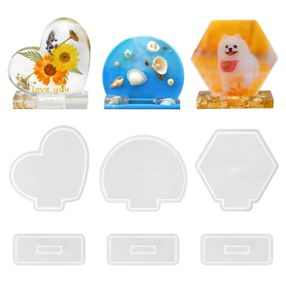Photo frame glue mold diy crystal glue Valentine's Day hexagonal heart-shaped photo frame ornaments silicone mold