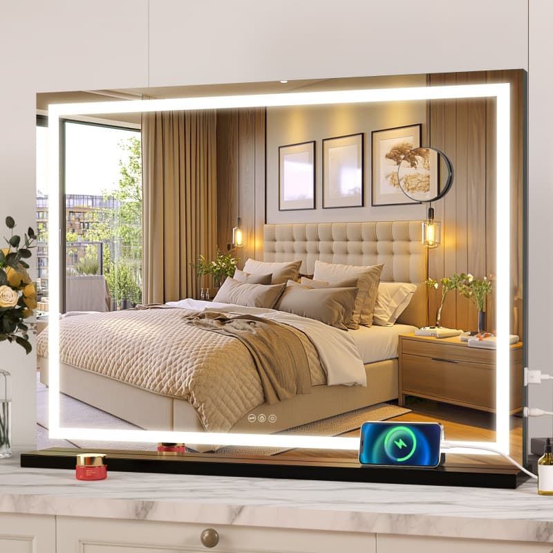 2026 New Cross-border Drop Shipping Hasipu LED Makeup Mirror with Power Touch Dimming Function