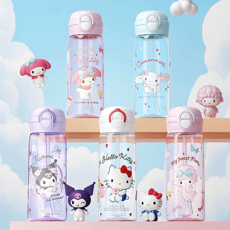 Sanrio Series LESI Dual-Drink Straw Cup, High-Aesthetic Plastic Cup for Girls, Portable and Drop-Resistant Cup for Students