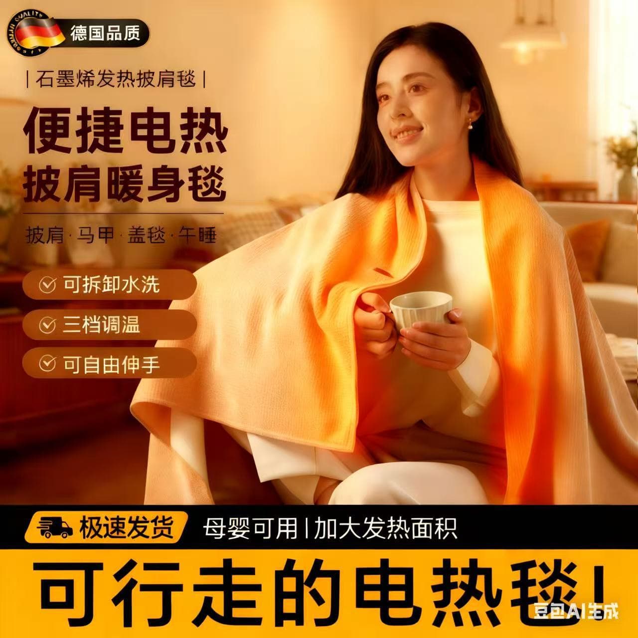 Electric Body Warming Blanket Heating Shawl Graphene USB Removable Washable Nap Leg Cover Home Dormitory Outdoor Wearable