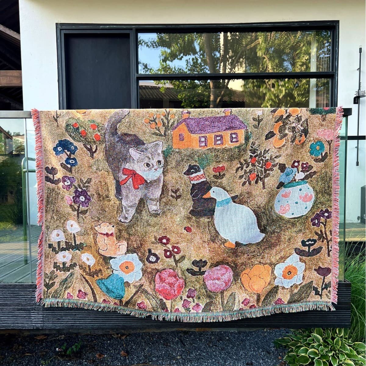 2025 new Korean style ins style antique art tapestry sofa blanket knitted cover blanket wall hanging cloth sofa blanket