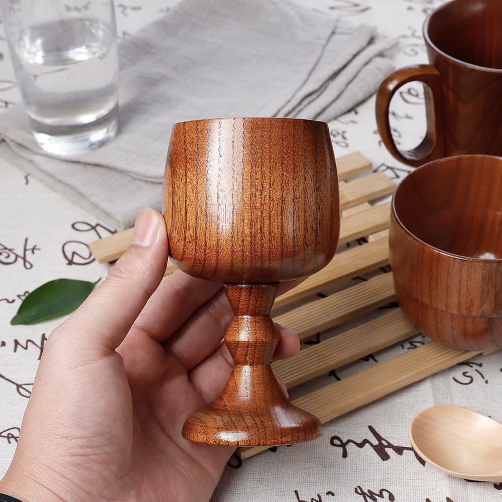 Jujube Wood Creative Solid Wood Anti-scald Thick New Chinese-style Wood Cup with Handle, Milk Coffee Wholesale Wooden New