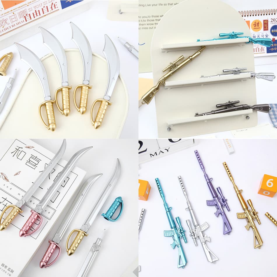 Creative weapon gel pen knight hero weapon pen primary school student writing pen stationery not easy to break ink 0.5mm