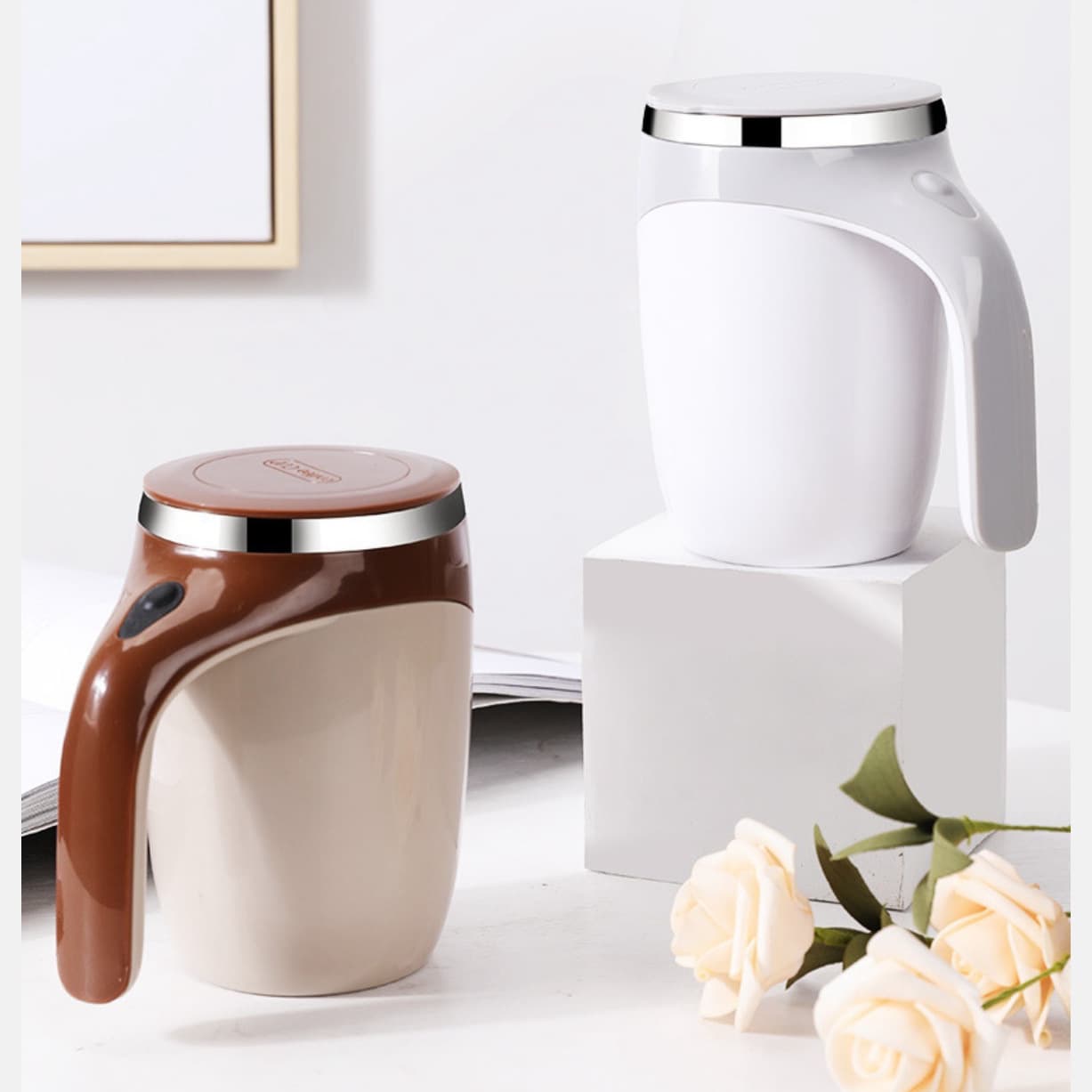 Household lazy person's stirring cup, health wellness stainless steel wireless portable automatic magnetic mixing gadget