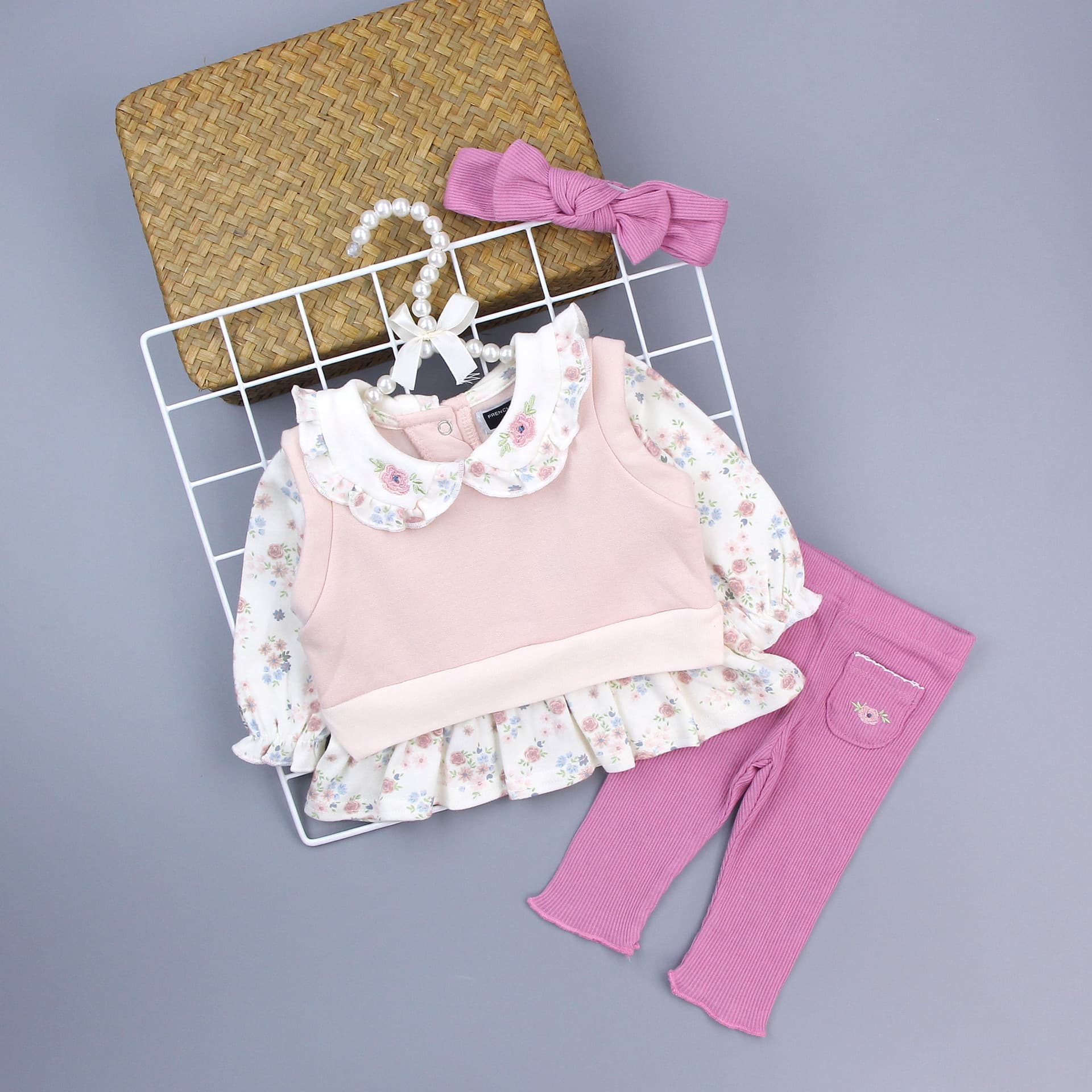 Baby Girl Outfit Set, Fresh and Cute Girls' Clothes for Spring/Autumn, A-Class, Sweet and Adorable, Girls Clothes, Export Quality Children's Wear
