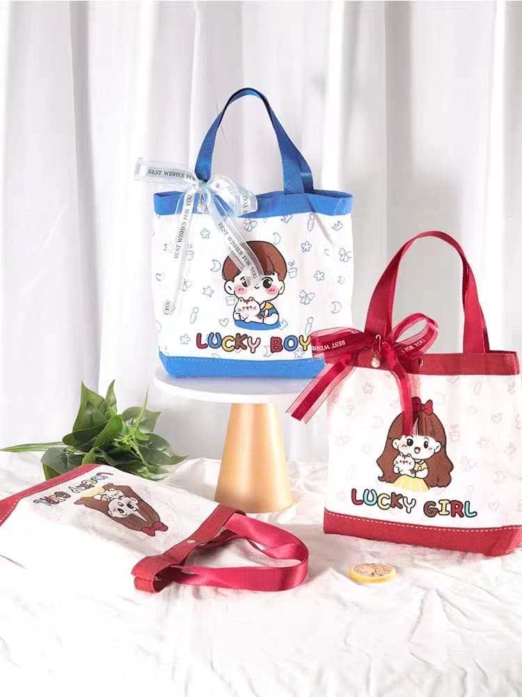 Baby Full Moon Gift Handheld Canvas Bag New Children's Birthday Return Gift Bag for Girls and Boys Kindergarten