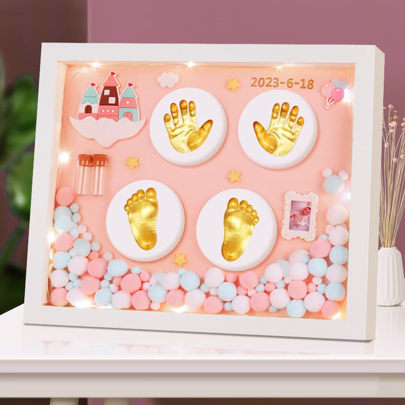 Full Moon Anniversary Baby Hand and Footprints Baby Hand and Footprints 100 Days Baby Hand and Footprints Clay Photo Frame Newborn Lanugo Gift