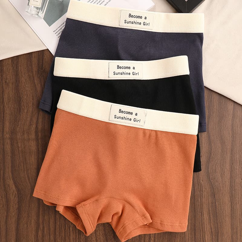 Women's boxer briefs, cotton, comfortable, breathable, versatile, solid color, safety shorts, antibacterial, mid-rise bottoms for girls and students