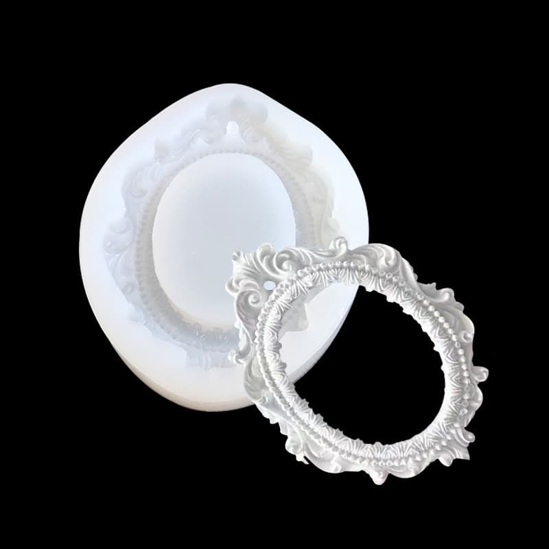 DIY European Style Mirror Frame Carved Photo Frame Aromatherapy Gypsum Candle Scented Stone Handmade Resin Display Stand Accessories Silicone Mold
