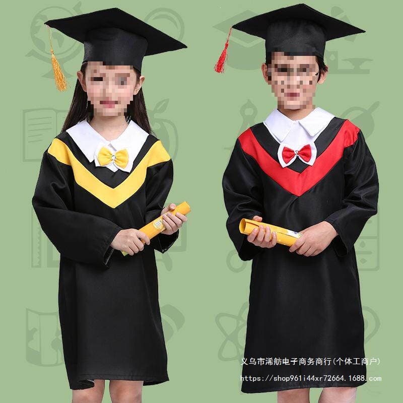 Children's Doctoral Gown for Kindergarten and Elementary School Graduation Ceremony, Boys and Girls Graduation Photo Bachelor's Gown