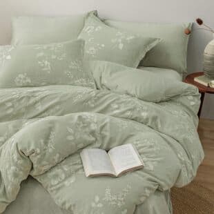 Cross-Border Trade Grey-Green Floral Duvet Cover 3-Piece Set Double-Sided Printed Duvet Cover Home Bedroom Bedding Wholesale