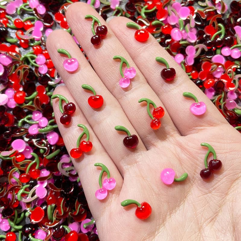 Cartoon Artificial Cherry Nail Art Accessories, Summer Popular Miniature Fruit Headwear, Hairpins, Mobile Phone Cases, Shoe Buckles, Accessories Batch