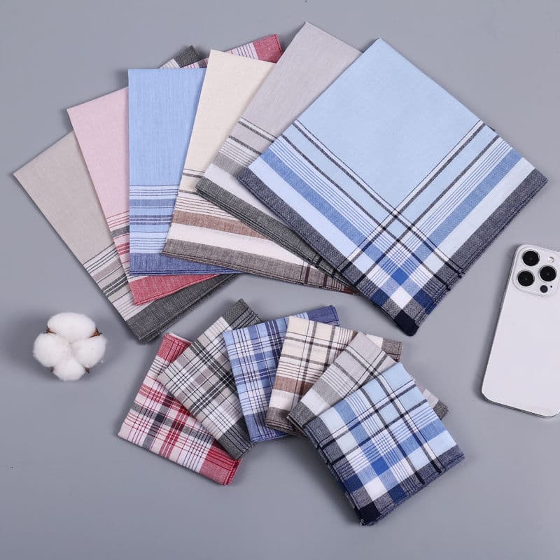 Zelue Cross-Border Men's Pure Cotton Handkerchief, All-Cotton Absorbent Sweat Wipe Square Scarf, Classic Vintage Style Portable Handkerchief Sweat Towel