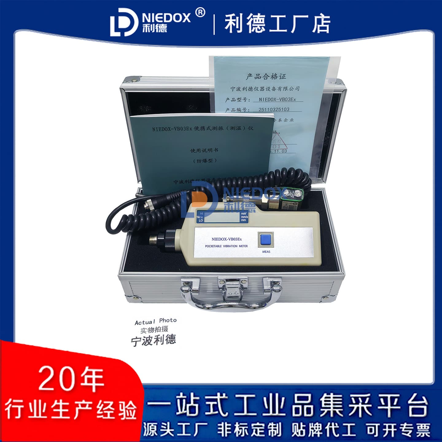 Niedo Integrated/Split Explosion-Proof Vibration Meter NIEDOX-VB03Ex Explosion-Proof Rating Exib II CT4 Gb