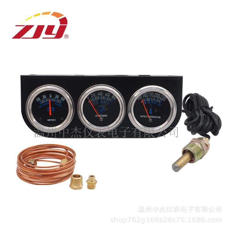 Zhongjie Instruments Factory Direct Car Modification Gauge Oil Current Water Temperature Triple Gauge Set Motorcycle