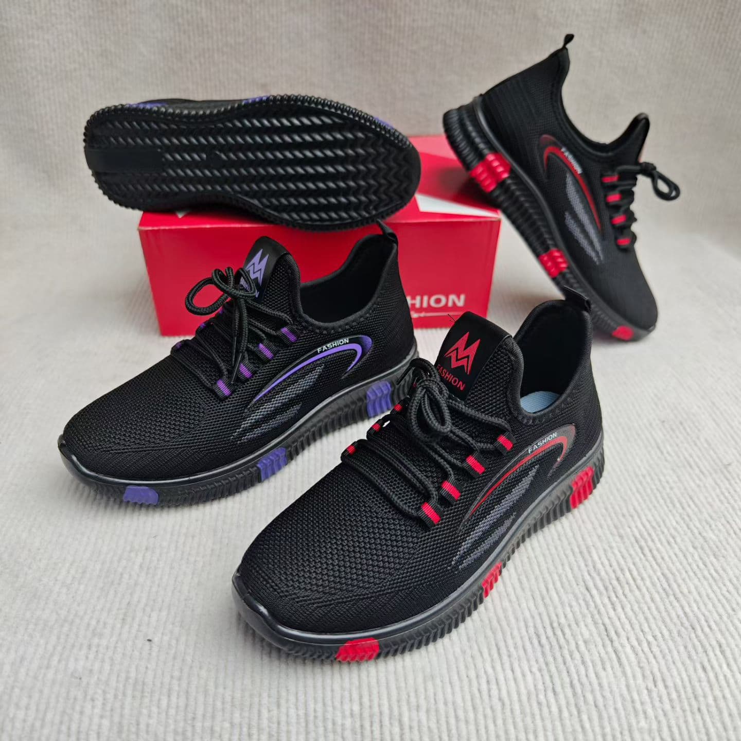 New Style Polyurethane Women's Flyknit Soft Sole Breathable Old Beijing Cloth Shoes Women's Casual Sports Front Lace-up Flats Wholesale