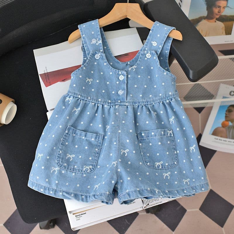 Baby Romper Summer New Girls Suspender Shorts Korean Style Loose Pants Stylish Baby Denim Pants