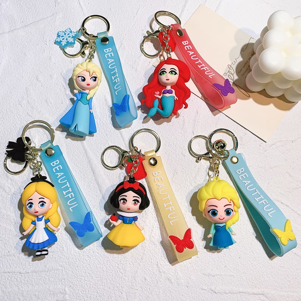 Cartoon Snow White school bag pendant doll silicone car key chain pvc gift wholesale key chain car