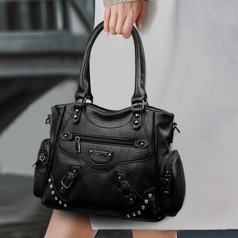 Women's Motorcycle Bag 2025 New Fashion Versatile Shoulder Bag Tote Bag Rivet Bag Handbag
