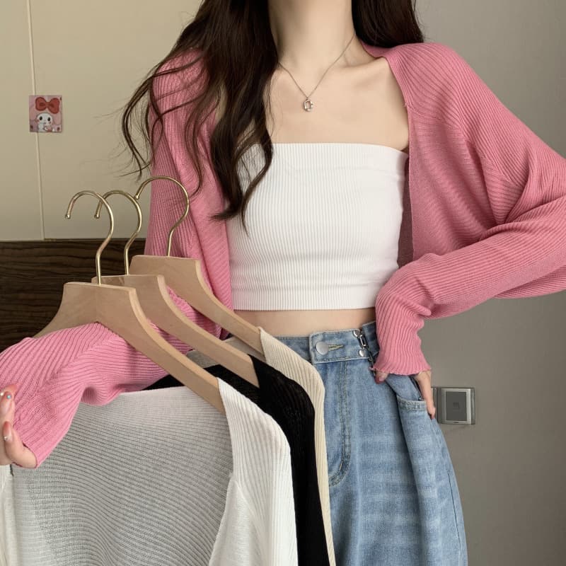 Plus-Size Women's Knit Hollow-Out Sun-Protective Cardigan Summer Shawl Cover-Up Ice Silk Top Spring Outfit Jacket