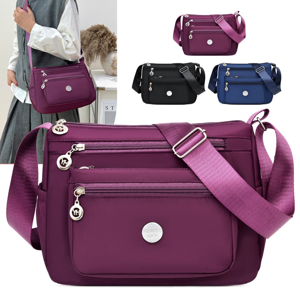 Casual Bag 2026 Spring New Women's Bag Korean Style Lightweight Crossbody Bag Nylon Dumpling Bag Shoulder Bag for Women