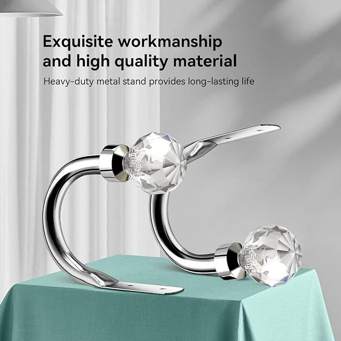 2025 New Shiny Crystal Ball Decorative Head Metal Curtain Wall Hook Wall-Mounted Curved Tube Decorative Curtain Hook