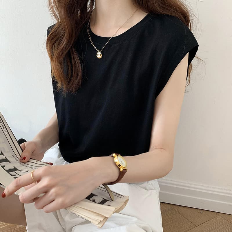Tank Top Vest Women Students Spring Summer New Wear-Out Ins Loose Sleeveless T-Shirt Casual Hong Kong Style Inner Layering Top
