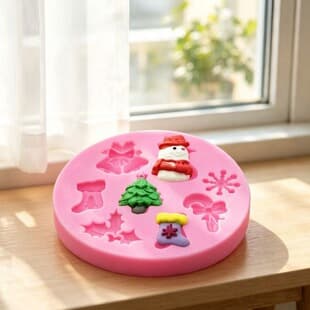 DIY Fondant Cake Mold Christmas Tree Reindeer Gift Cane Holly Leaf Candy Chocolate Decoration Silicone Mold